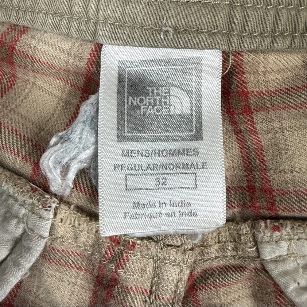 The North Face Alderson Plaid Shorts Mens 32 Tan Red Hiking Gorpcore